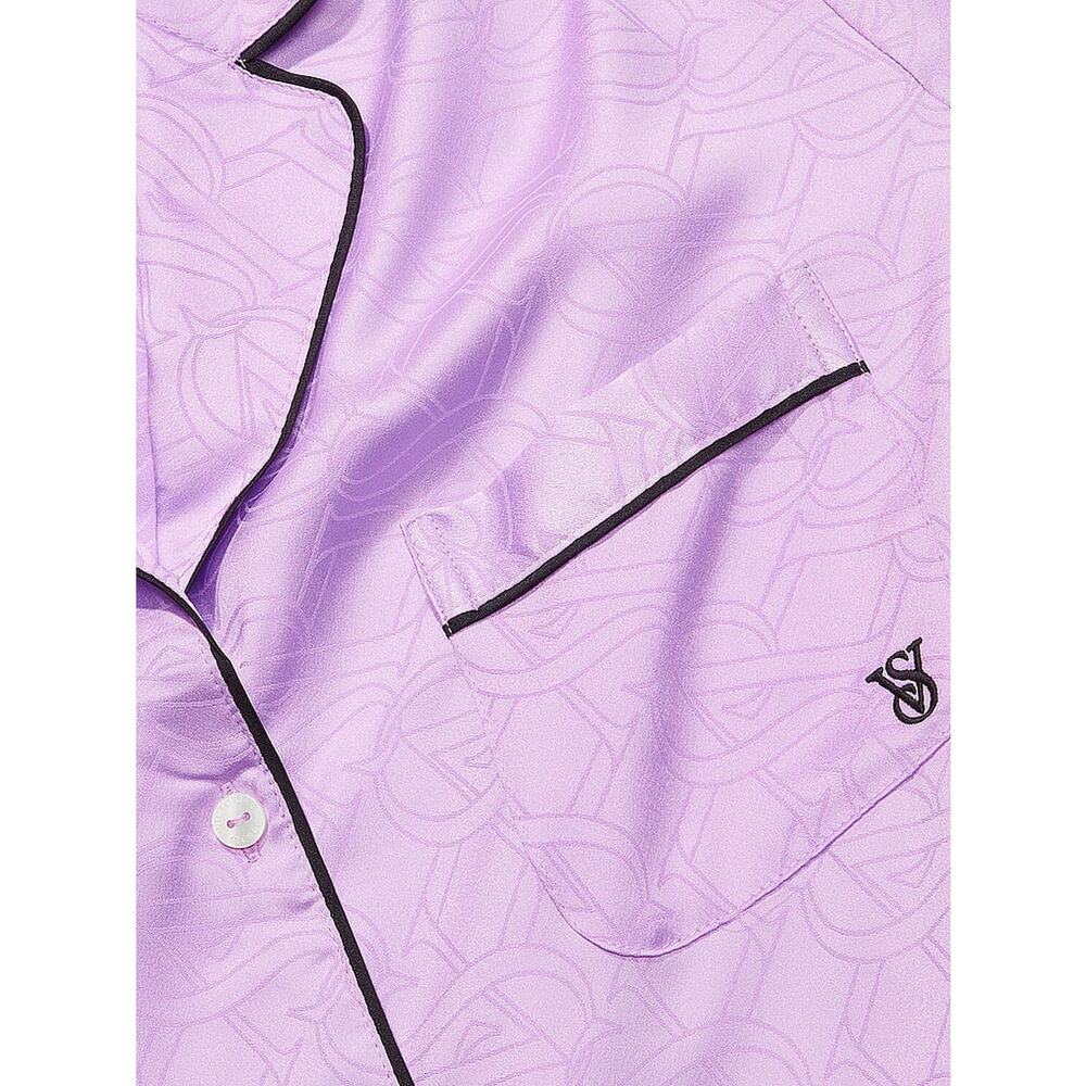 Victoria’s Secret Unicorn Purple Satin Button-Up Pajama Top Sleepwear Size XS - Picture 3 of 4